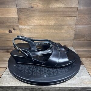 SAS Women's Size 8 M Caress Wedge Slingback Sandal Black Leather